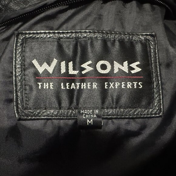Wilsons Vtg 80's Black Leather Zip Front Jacket Sz M Fitted Pockets Lined Retro - Picture 5 of 5